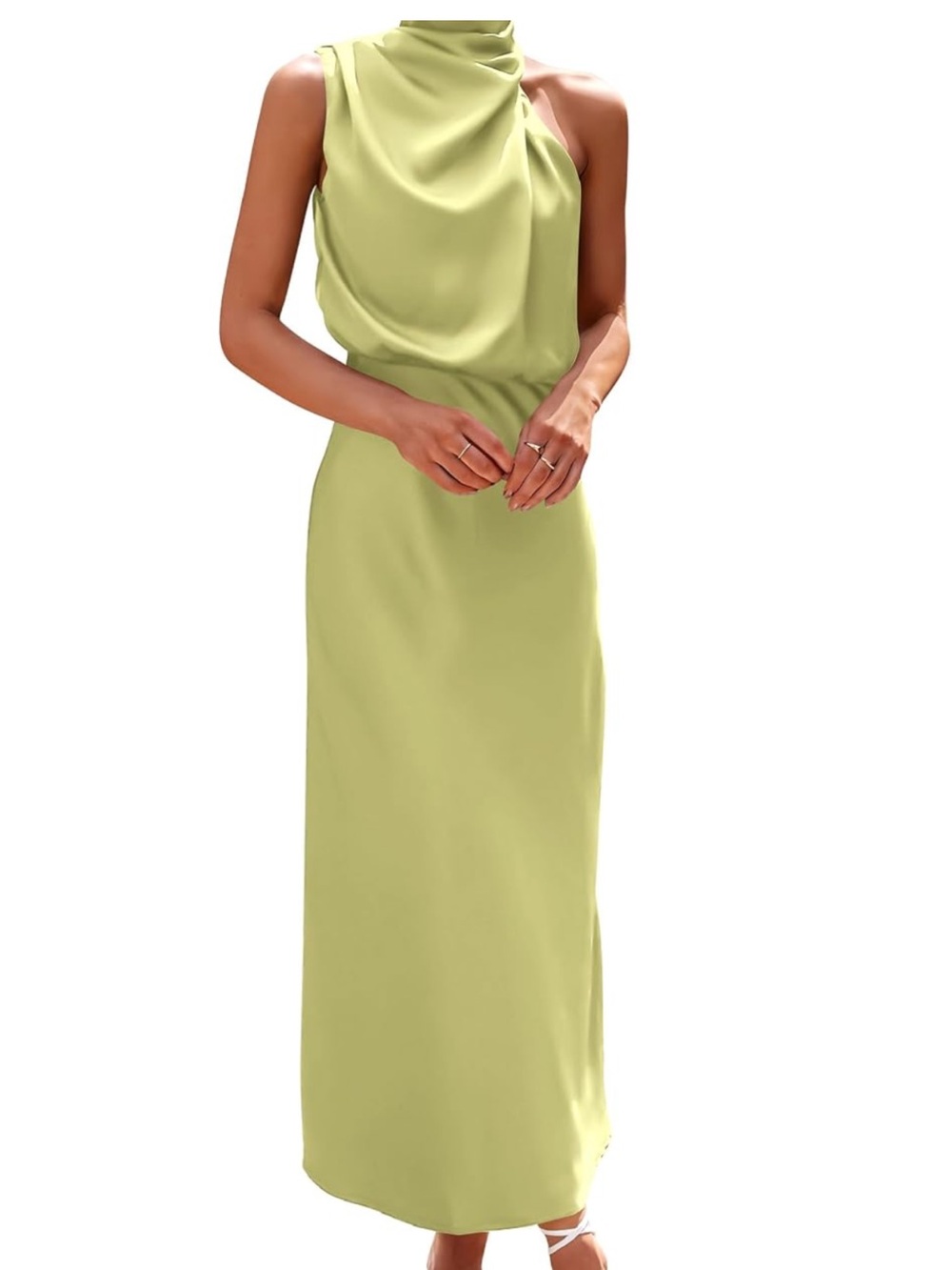 Sleeveless Draped Maxi Dress in Light Green